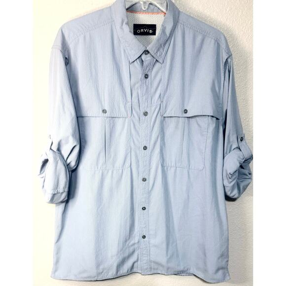 Orvis Men’s Blue Long Sleeve Fishing Shirt Size XL Vented Performance Button Up - Picture 1 of 6